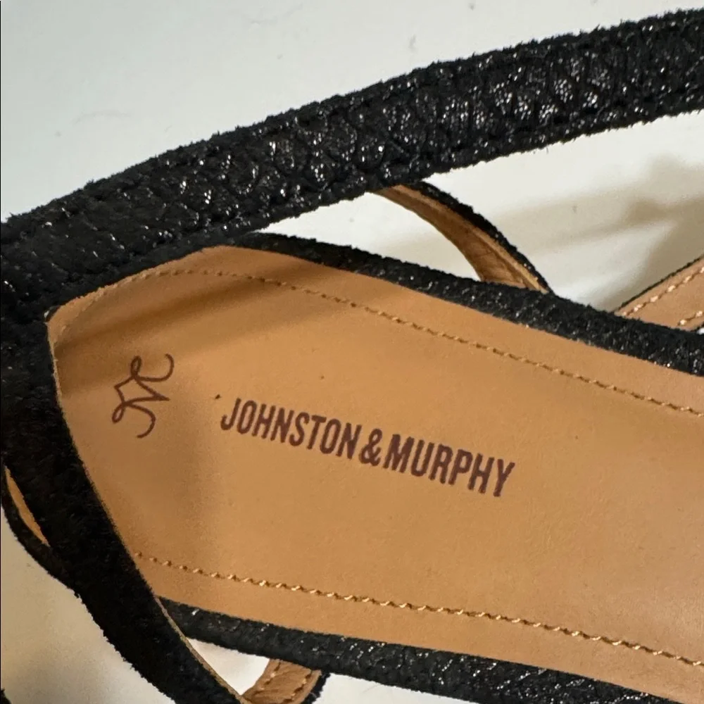 Johnston & Murphy Black Wedge Sandals